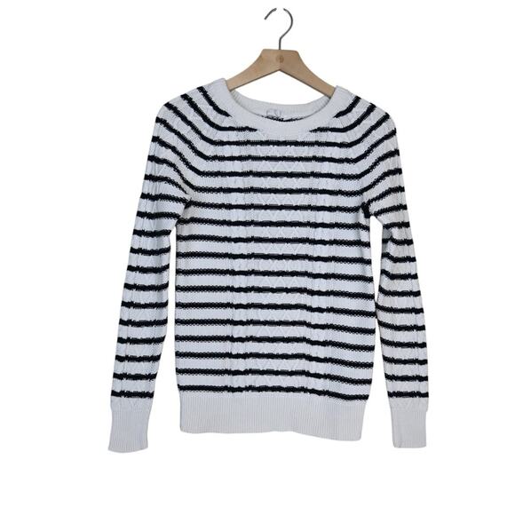 GAP Womens XS Cable Knit Crew Neck Striped Sweater - Picture 2 of 11